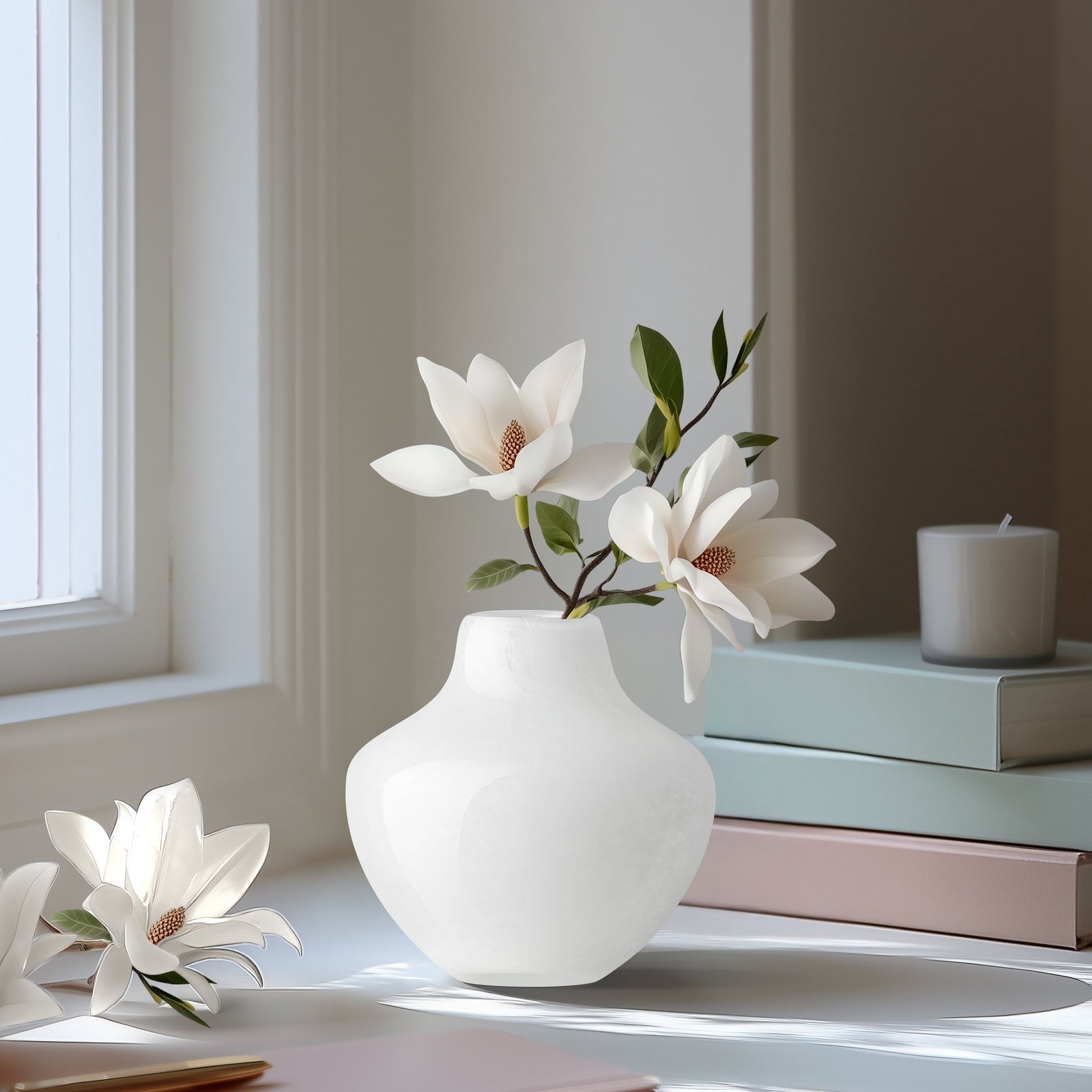 Opaque Gourd 4 Inch Tall Glass Vase - White - Image 6