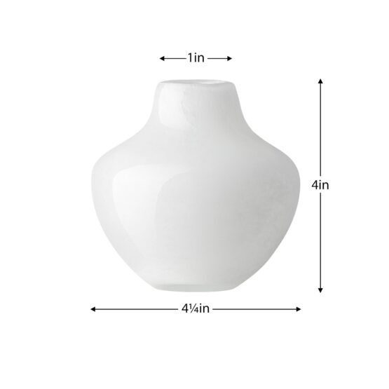 Opaque Gourd 4 Inch Tall Glass Vase - White - Image 3