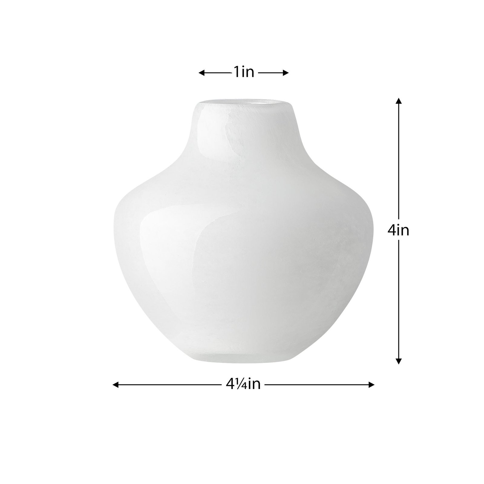 Opaque Gourd 4 Inch Tall Glass Vase - White - Image 3