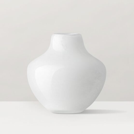 Opaque Gourd 4 Inch Tall Glass Vase - White - Image 5