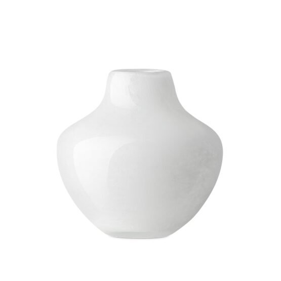 Opaque Gourd 4 Inch Tall Glass Vase - White