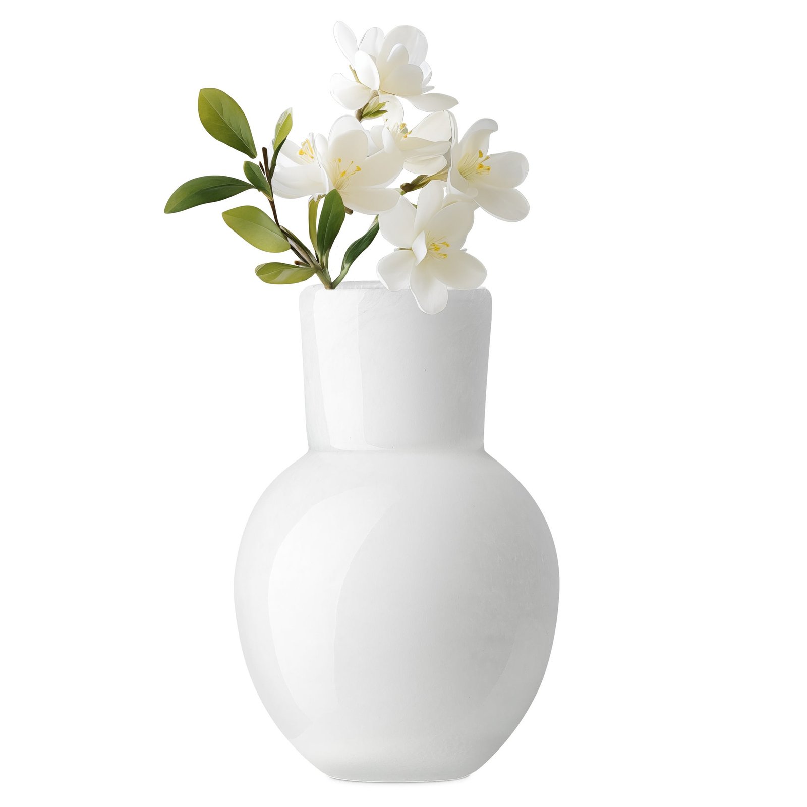 Opaque Flared Ball 6 Inch Tall Glass Vase - White - Image 7