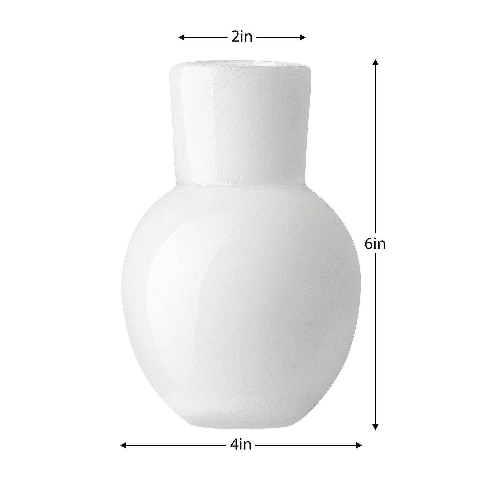 Opaque Flared Ball 6 Inch Tall Glass Vase - White - Image 3