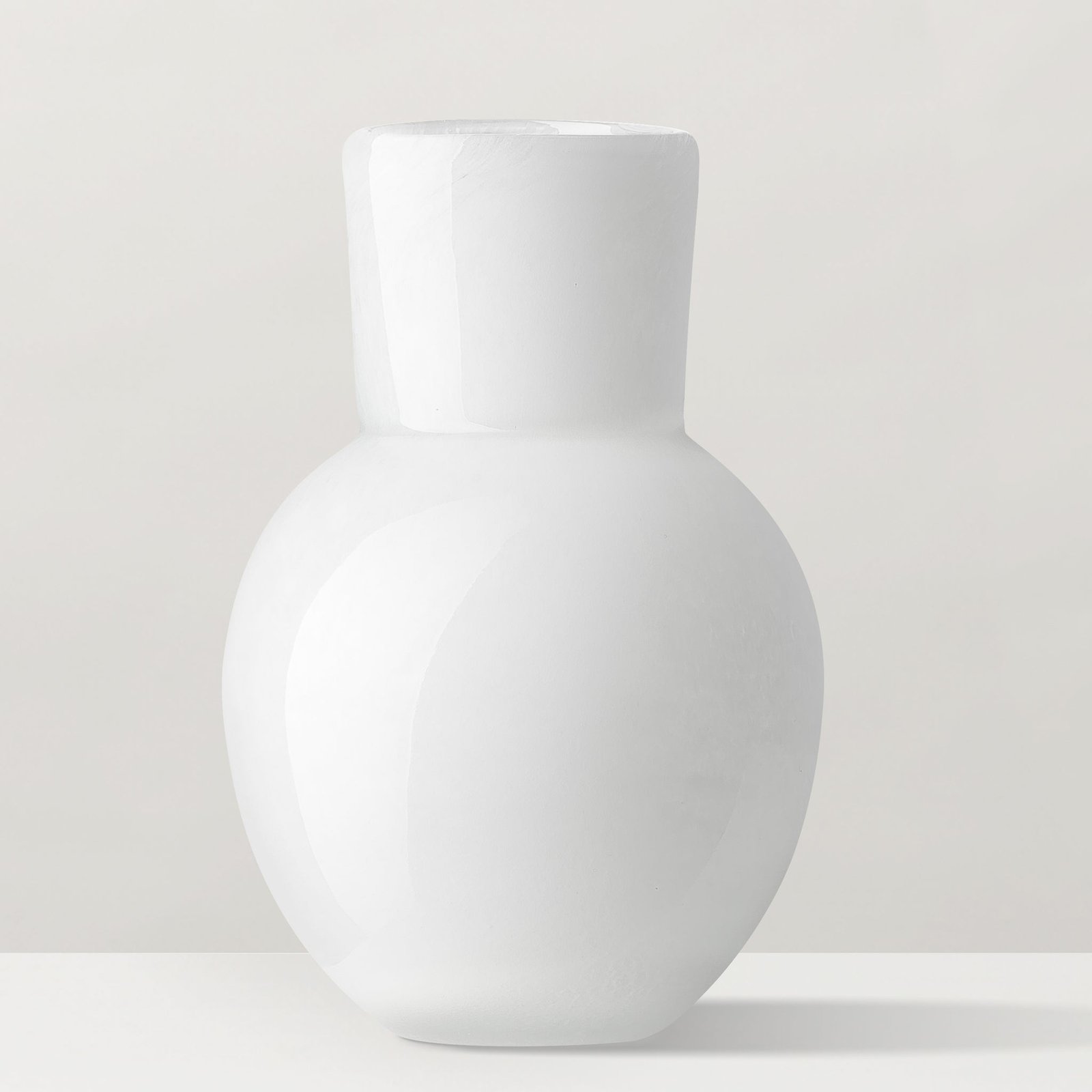 Opaque Flared Ball 6 Inch Tall Glass Vase - White - Image 5