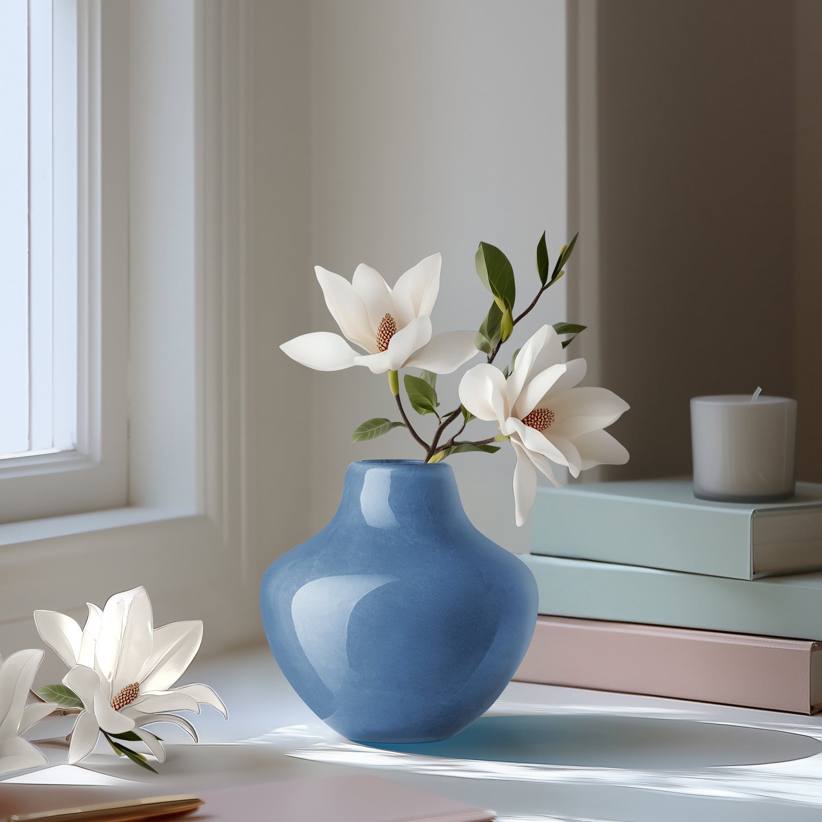 Opaque Gourd 4 Inch Tall Glass Vase - Blue - Image 6
