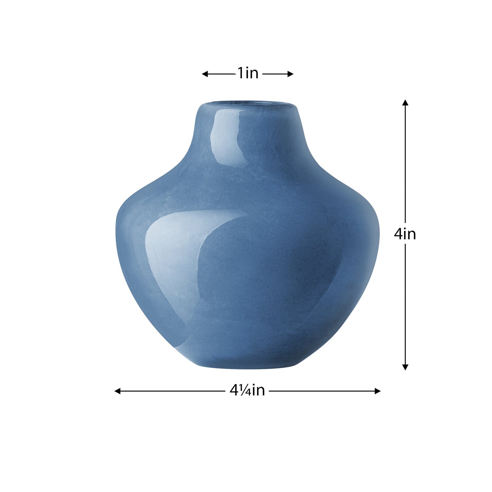 Opaque Gourd 4 Inch Tall Glass Vase - Blue - Image 3