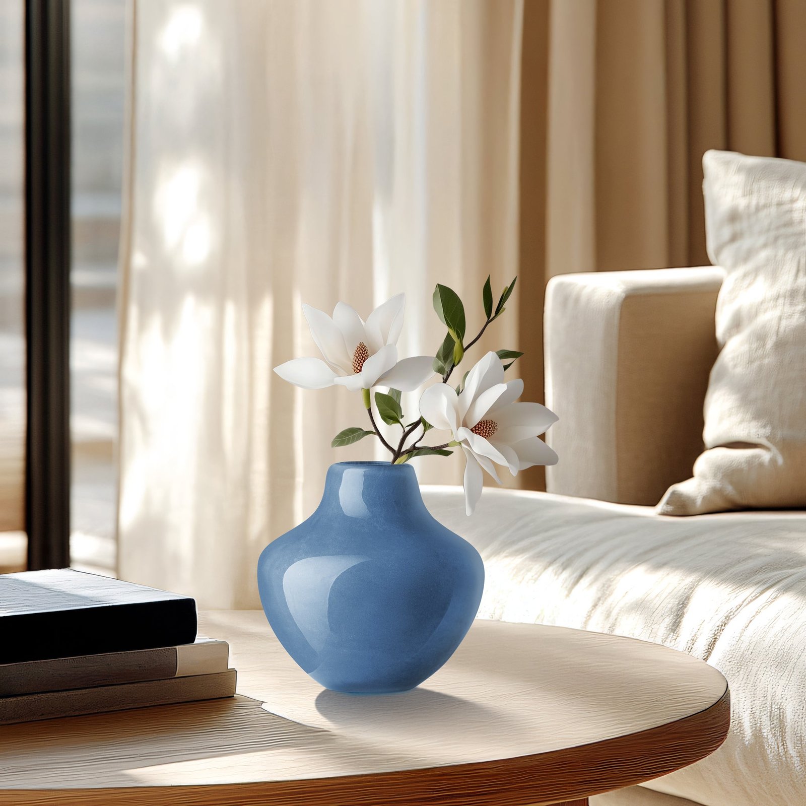 Opaque Gourd 4 Inch Tall Glass Vase - Blue - Image 4