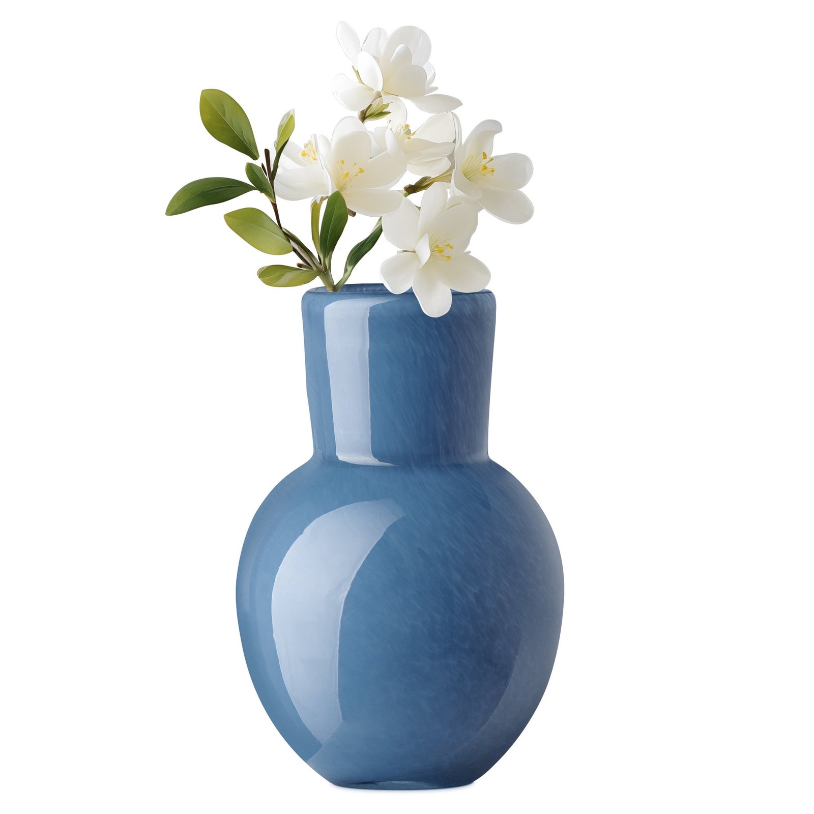 Opaque Flared Ball 6 Inch Tall Glass Vase - Blue - Image 7