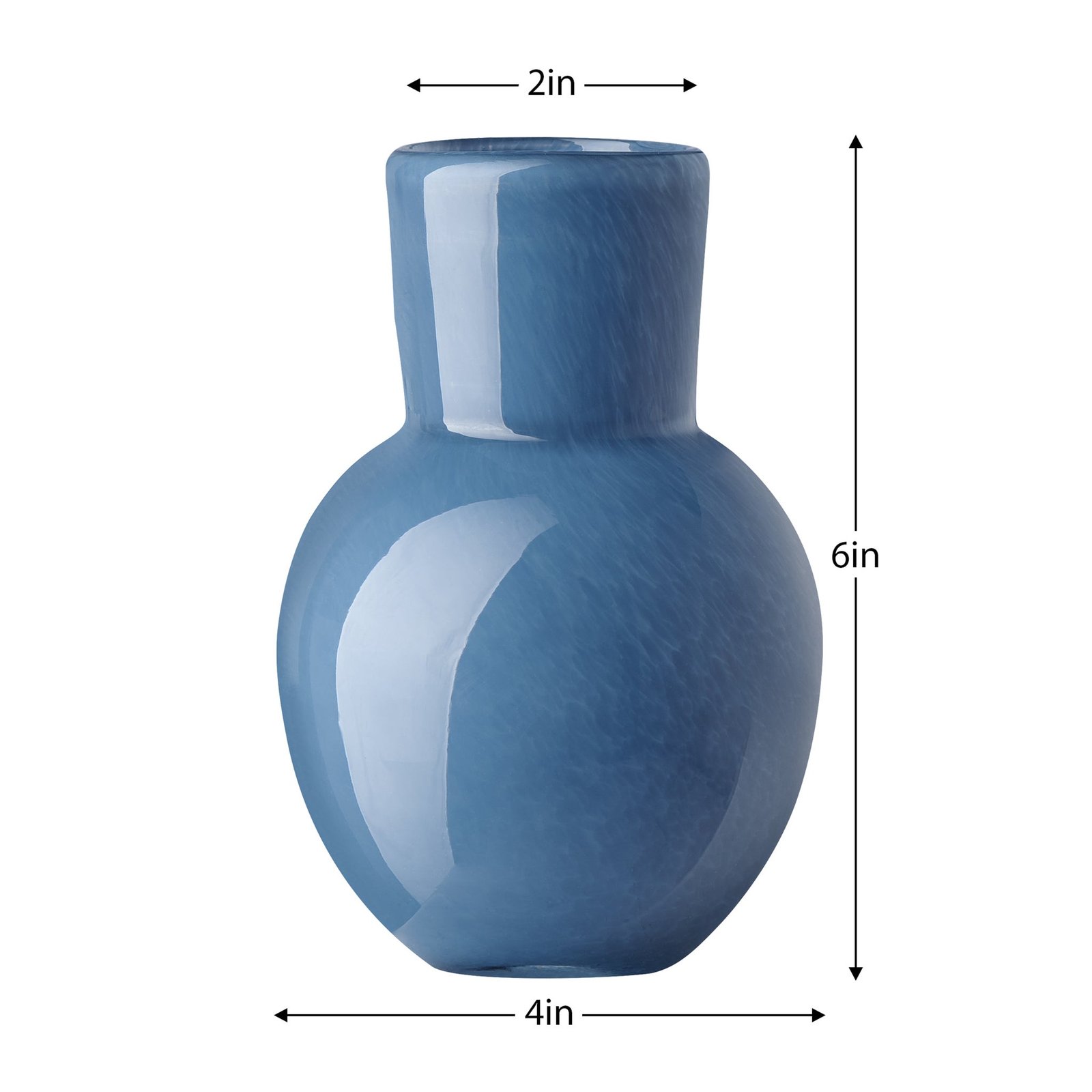 Opaque Flared Ball 6 Inch Tall Glass Vase - Blue - Image 3