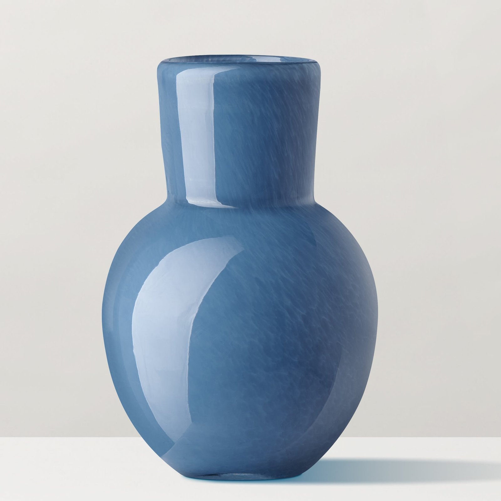 Opaque Flared Ball 6 Inch Tall Glass Vase - Blue - Image 5