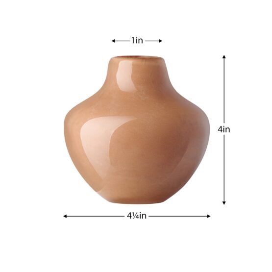 Opaque Gourd 4 Inch Tall Glass Vase - Orange - Image 3