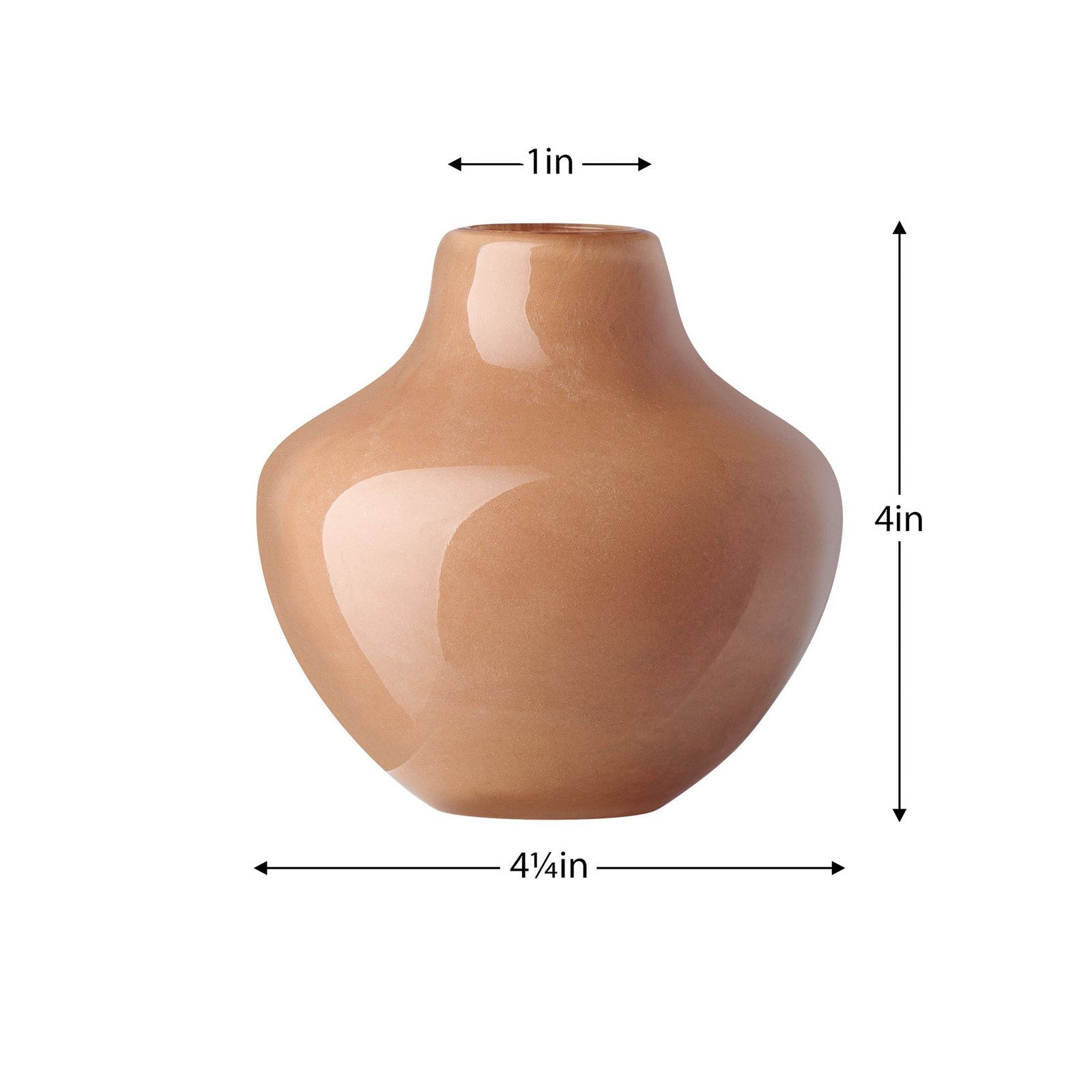 Opaque Gourd 4 Inch Tall Glass Vase - Orange - Image 3