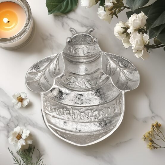 Bee 7 Inch Aluminum Decor Dish - Silver - Image 5
