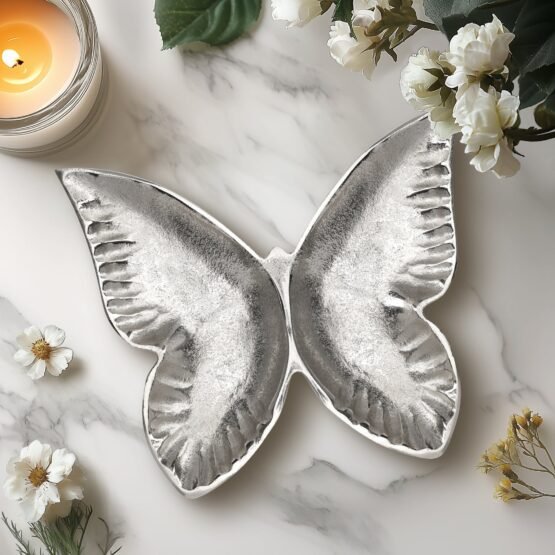 Butterfly 7x8 InchAluminum Decor Dish - Silver - Image 5