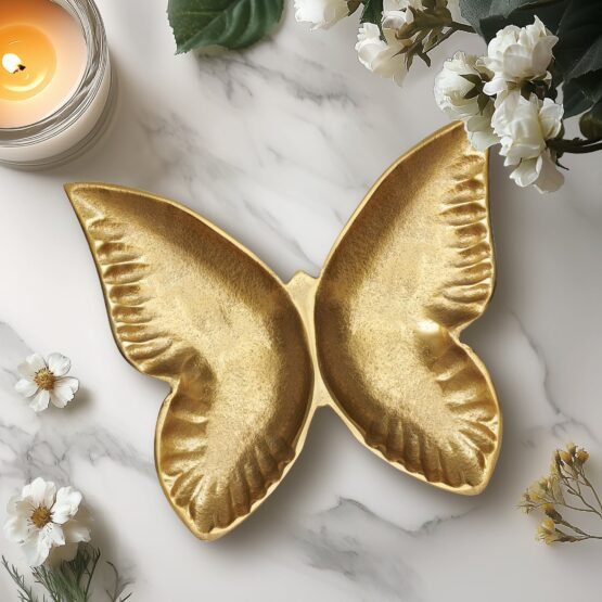 Butterfly 7x8 Inch Aluminum Decor Dish - Gold - Image 5