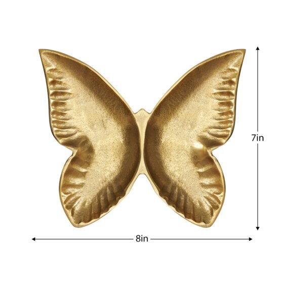 Butterfly 7x8 Inch Aluminum Decor Dish - Gold - Image 3