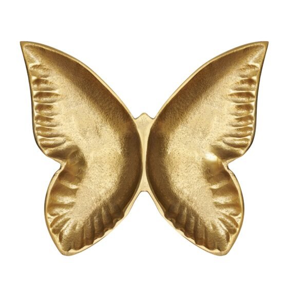 Butterfly 7x8 Inch Aluminum Decor Dish - Gold
