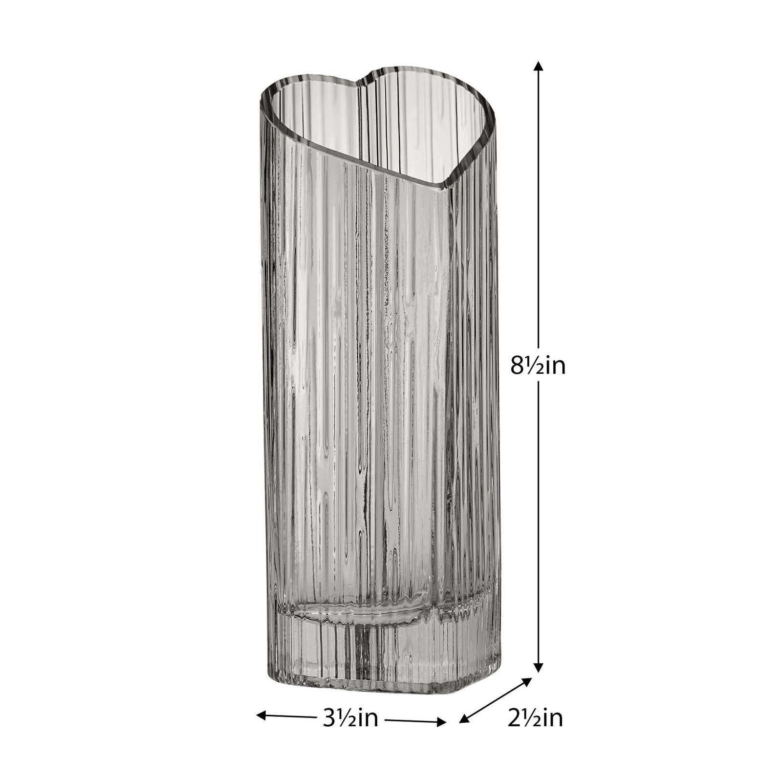 Heart Shape 8.5 Inch Tall Glass Vase - Smoke - Image 3