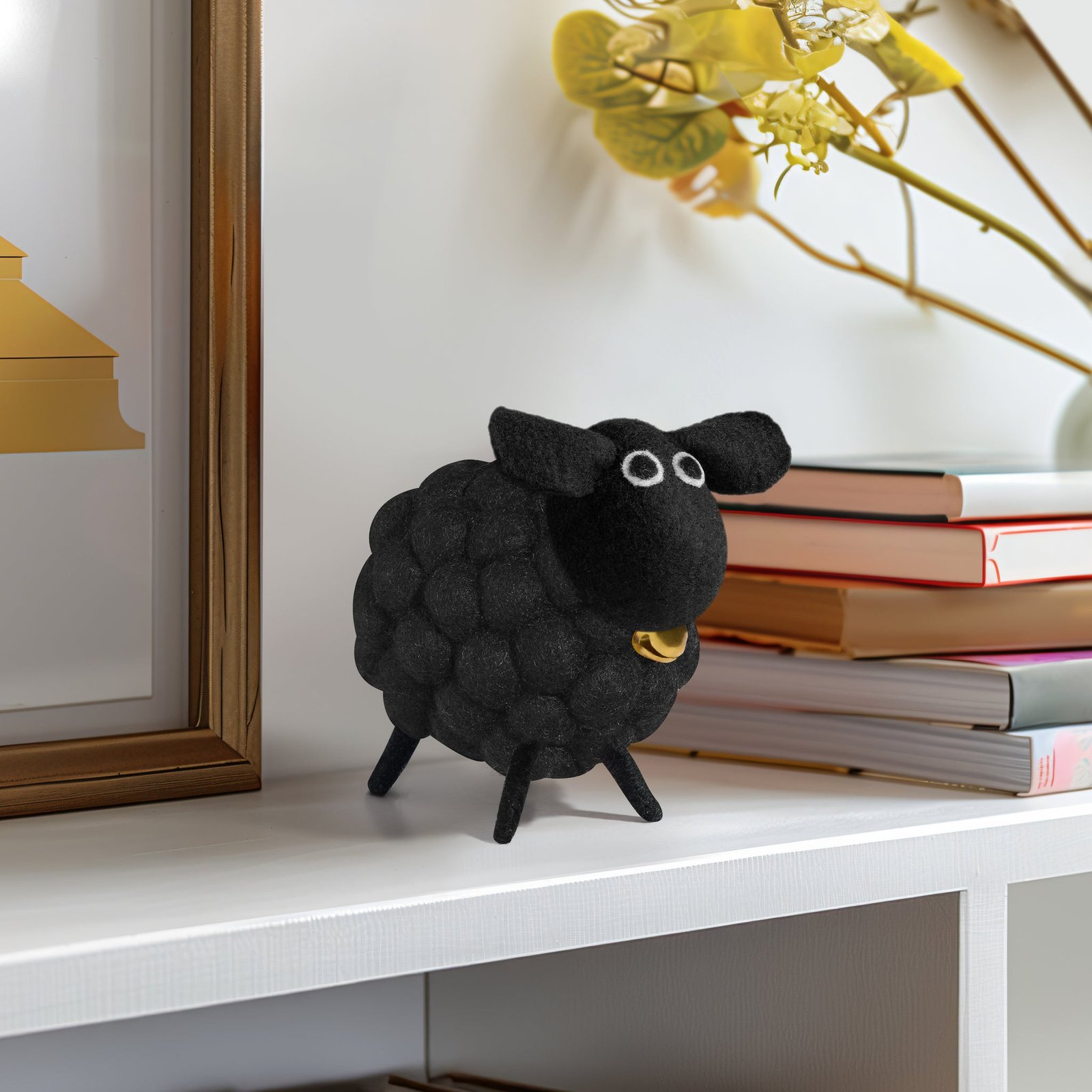 MODWOOL Felt Ball 3.5 Inch Tall Sheep Decor - Black - Image 5