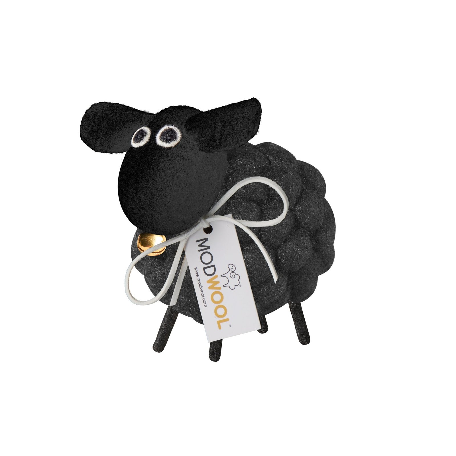 MODWOOL Felt Ball 3.5 Inch Tall Sheep Decor - Black - Image 3