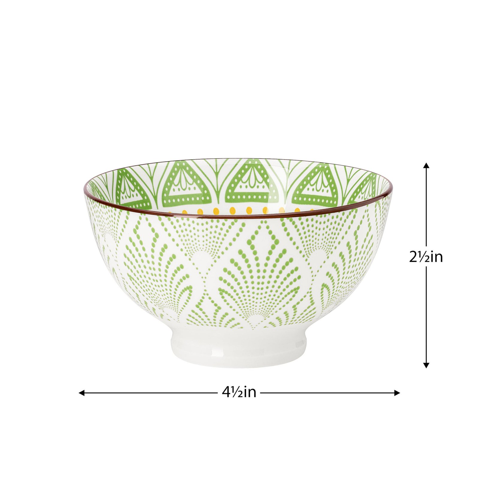 Kiri Porcelain 8 oz. 4.5 Inch Diameter Bowl - Green Lotus - Image 3