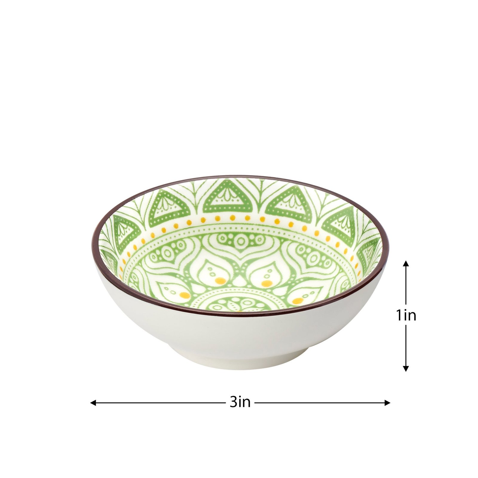 Kiri Porcelain 3 Inch Sauce Dish - Green Lotus - Image 3