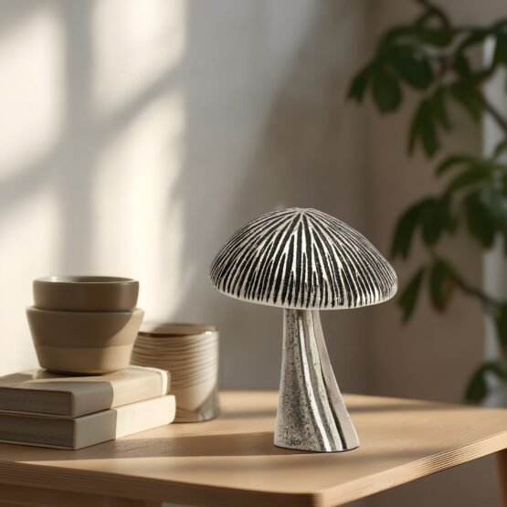 Vintage Mushroom 4.25 Inch Tall Nickel Plated Aluminum Decor Sculpture - Image 6