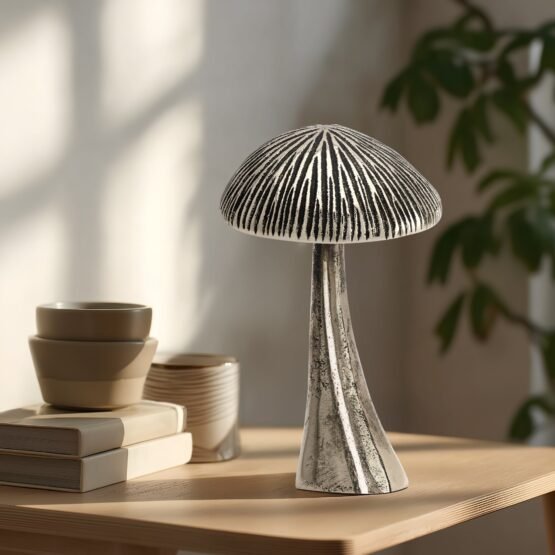 Vintage Mushroom 6.5 Inch Tall Nickel Plated Aluminum Decor Sculpture - Image 6