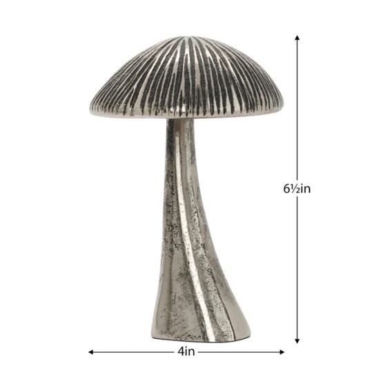 Vintage Mushroom 6.5 Inch Tall Nickel Plated Aluminum Decor Sculpture - Image 4