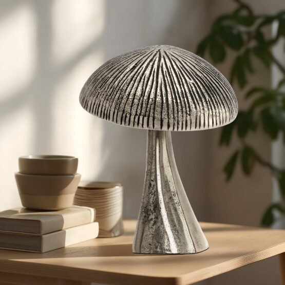 Vintage Mushroom 7 Inch Tall Nickel Plated Aluminum Decor Sculpture - Image 6