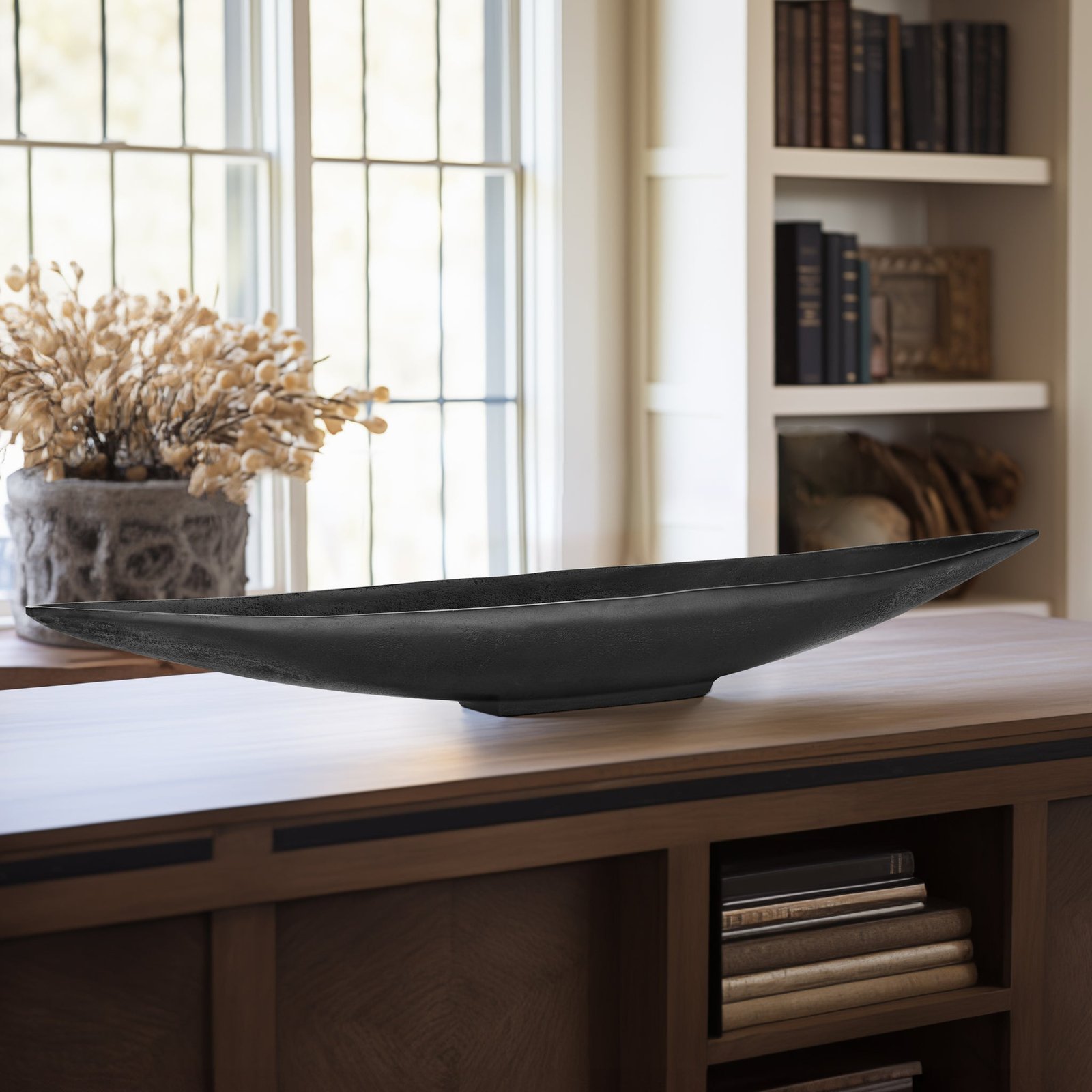 Volta Raw Aluminum 39 Inch Length Centerpiece Boat Bowl - Black - Image 4