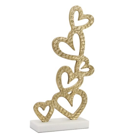 Stacked Hearts 17.75 Inch Tall Gold Nickel Plated Aluminum Sculpture On Marble Base - Image 8