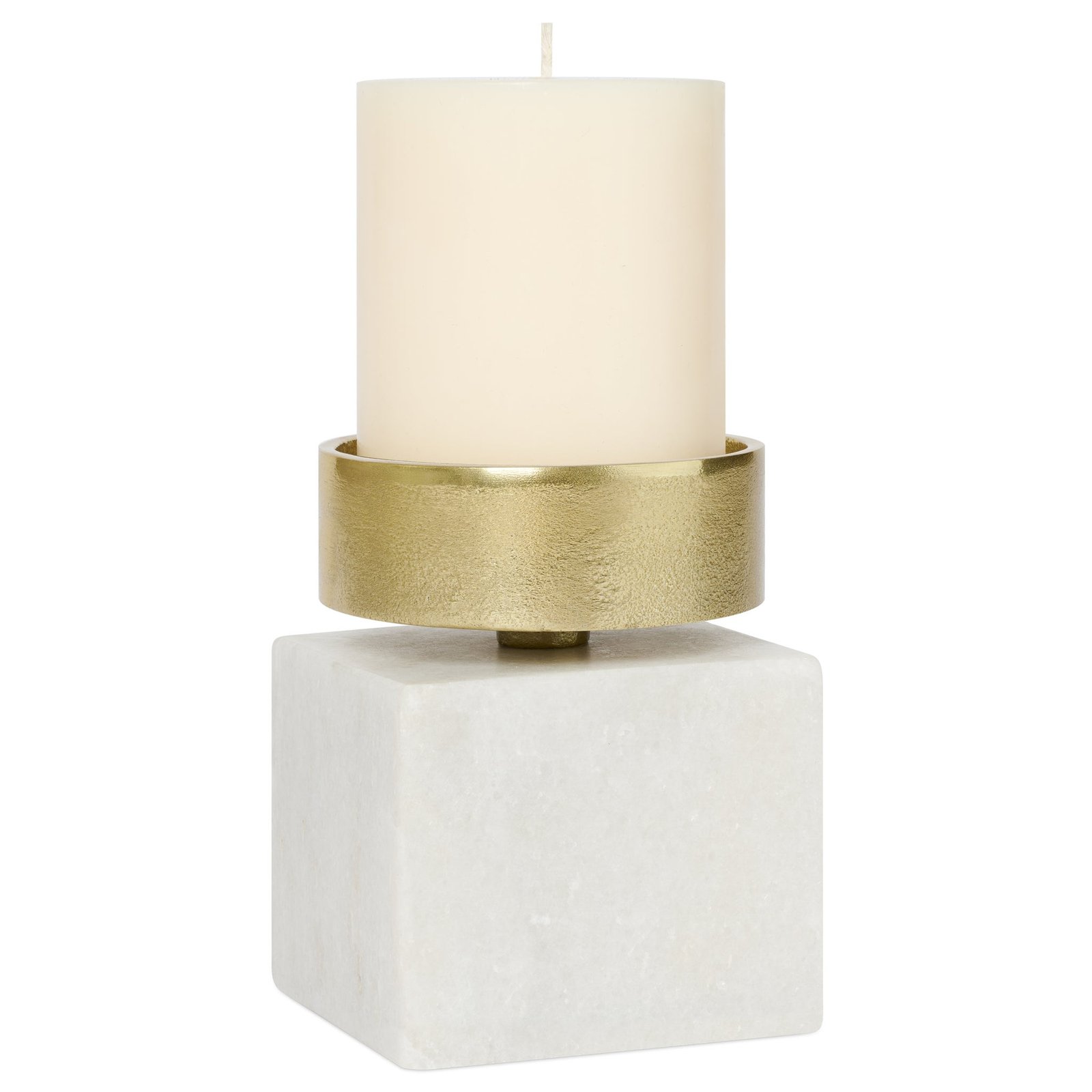 Icon Gold Nickel Plated Aluminum & Marble 3.5 X 4.75 Inch Pillar Candle Holder - Image 6