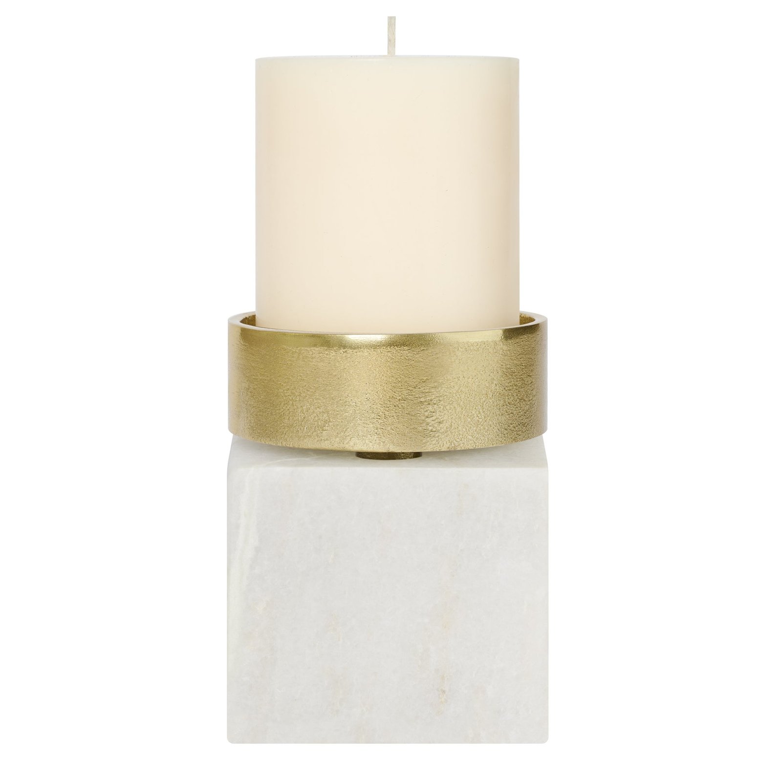 Icon Gold Nickel Plated Aluminum & Marble 3.5 X 4.75 Inch Pillar Candle Holder - Image 3