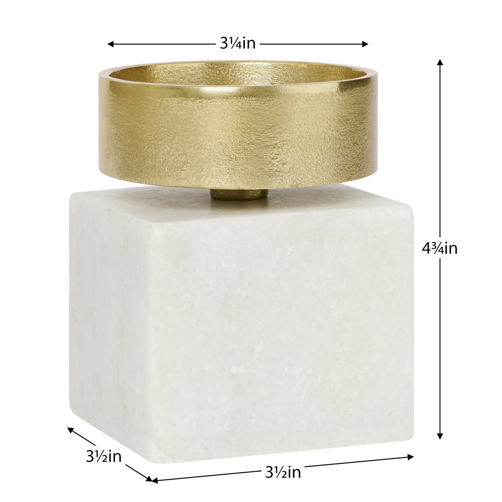 Icon Gold Nickel Plated Aluminum & Marble 3.5 X 4.75 Inch Pillar Candle Holder - Image 4
