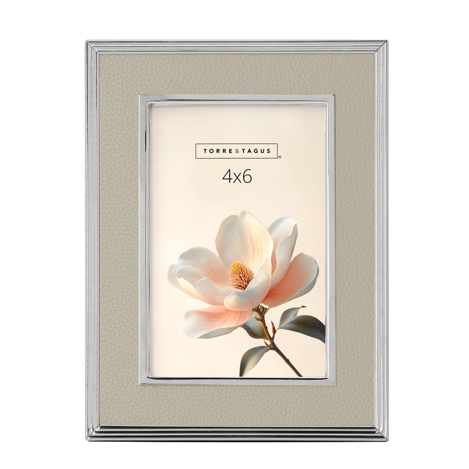 Tavis 4X6 Silver Trim Grey Vegan Leather Photo Frame - Image 6