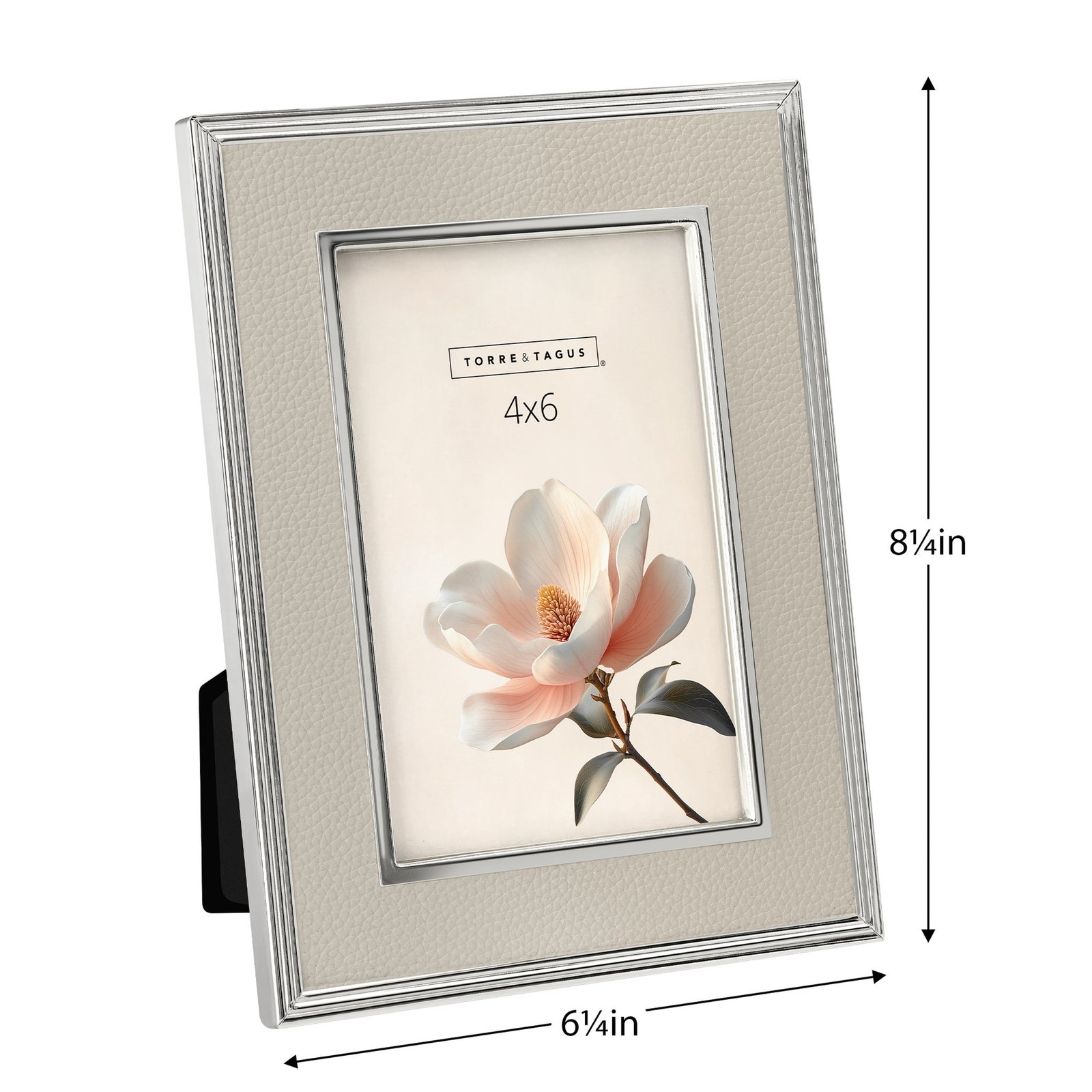 Tavis 4X6 Silver Trim Grey Vegan Leather Photo Frame - Image 4