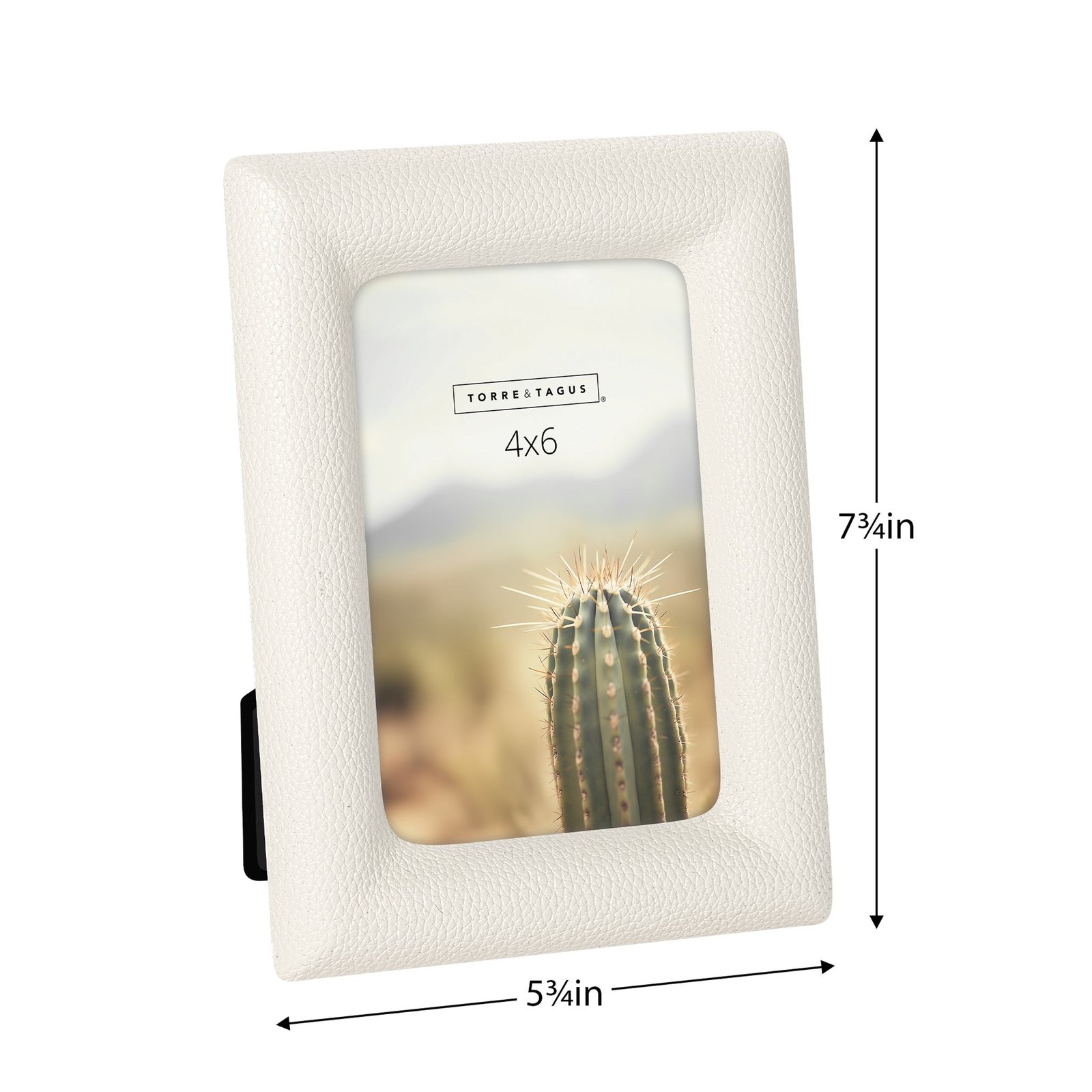 Alda Curved Contour Vegan Cream Leather 4X6 Photo Frame - Image 5