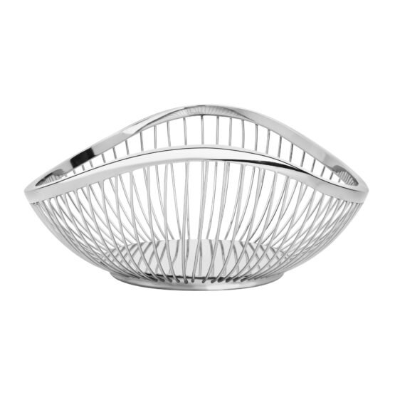Slope 11.5 Inch Length Metal Wire Oval Bowl - Silver - Image 2