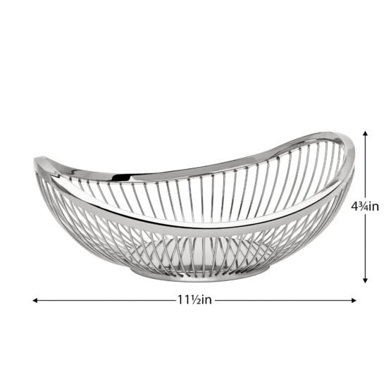 Slope 11.5 Inch Length Metal Wire Oval Bowl - Silver - Image 4