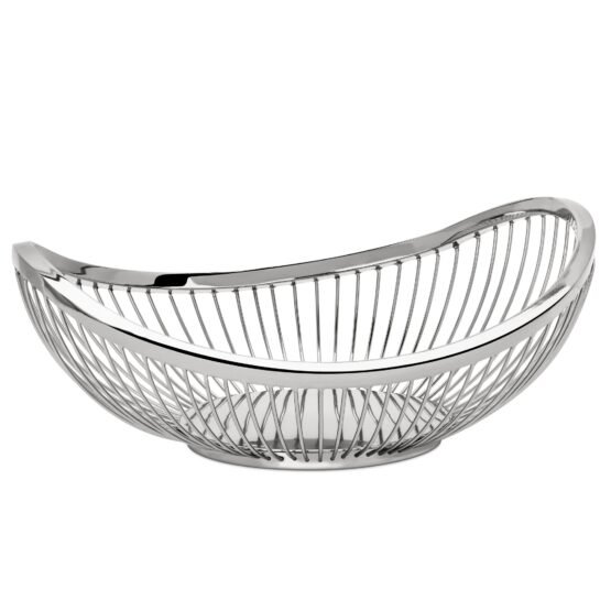 Slope 11.5 Inch Length Metal Wire Oval Bowl - Silver