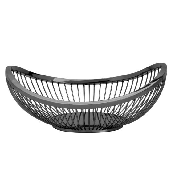 Slope 11.5 Inch Length Metal Wire Oval Bowl - Black Nickel - Image 7