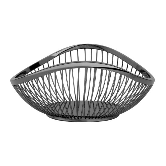 Slope 11.5 Inch Length Metal Wire Oval Bowl - Black Nickel - Image 2