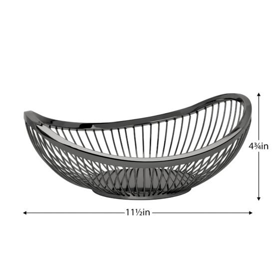Slope 11.5 Inch Length Metal Wire Oval Bowl - Black Nickel - Image 4