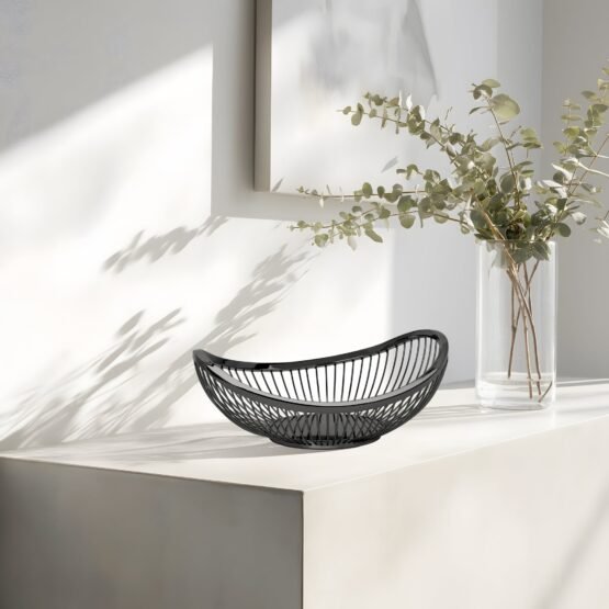 Slope 11.5 Inch Length Metal Wire Oval Bowl - Black Nickel - Image 5
