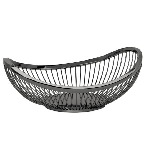 Slope 11.5 Inch Length Metal Wire Oval Bowl - Black Nickel