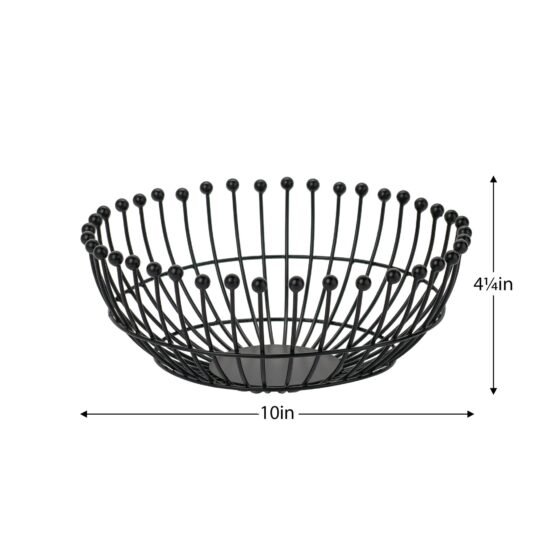 Ball Tipped Black Wire 10 Inch Diameter Decor Bowl - Image 3