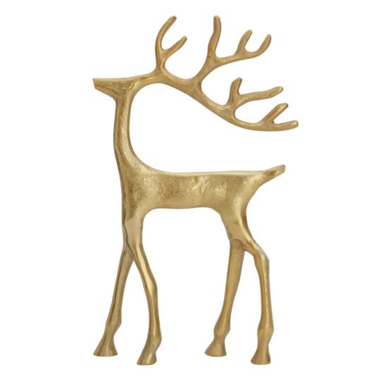 Reindeer Gold Nickel Plated Aluminum 12 Inch Tall Decor Sculpture - Image 2