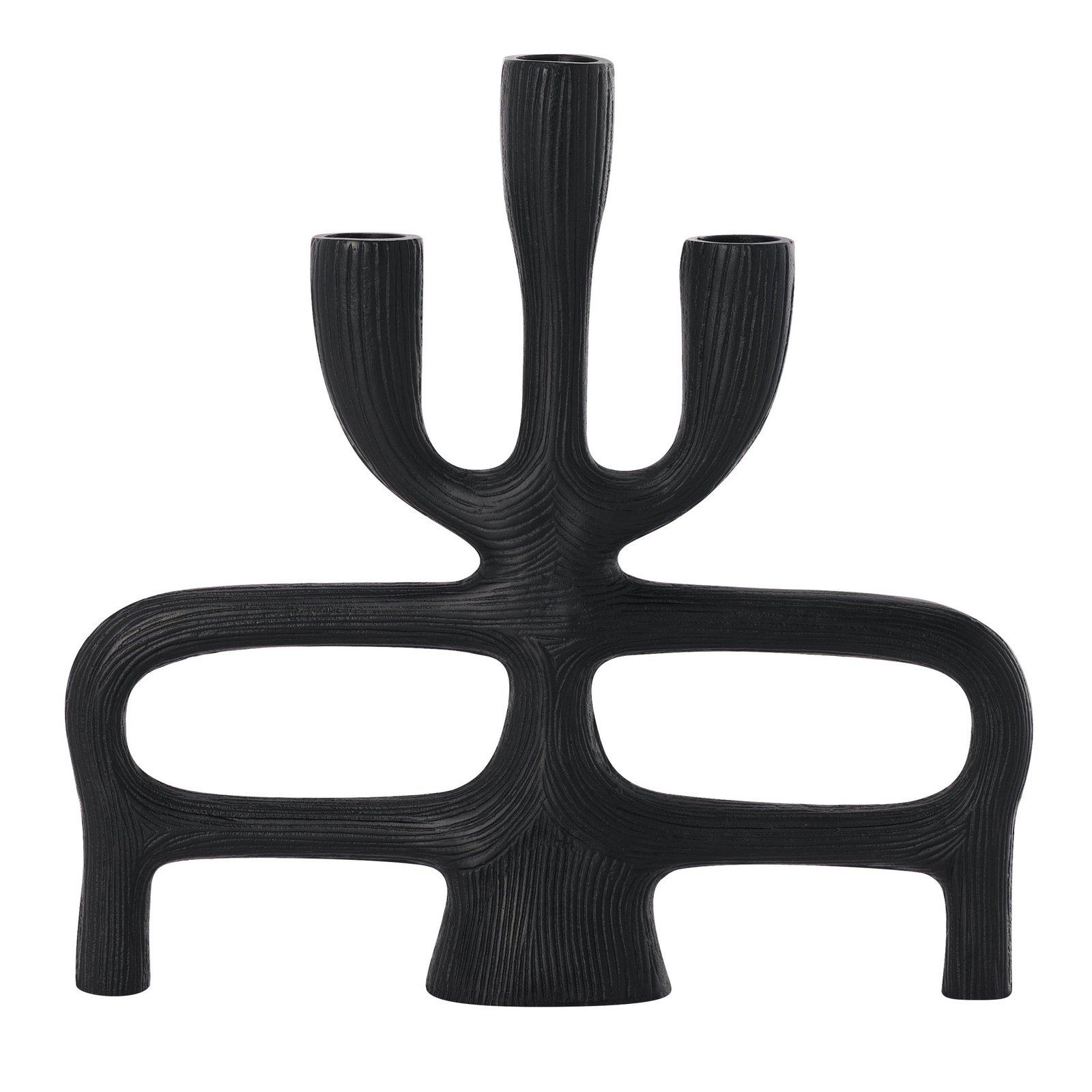 Abstract Black Aluminum 10.5 Inch Tall Three Taper Candle Holder - Image 7