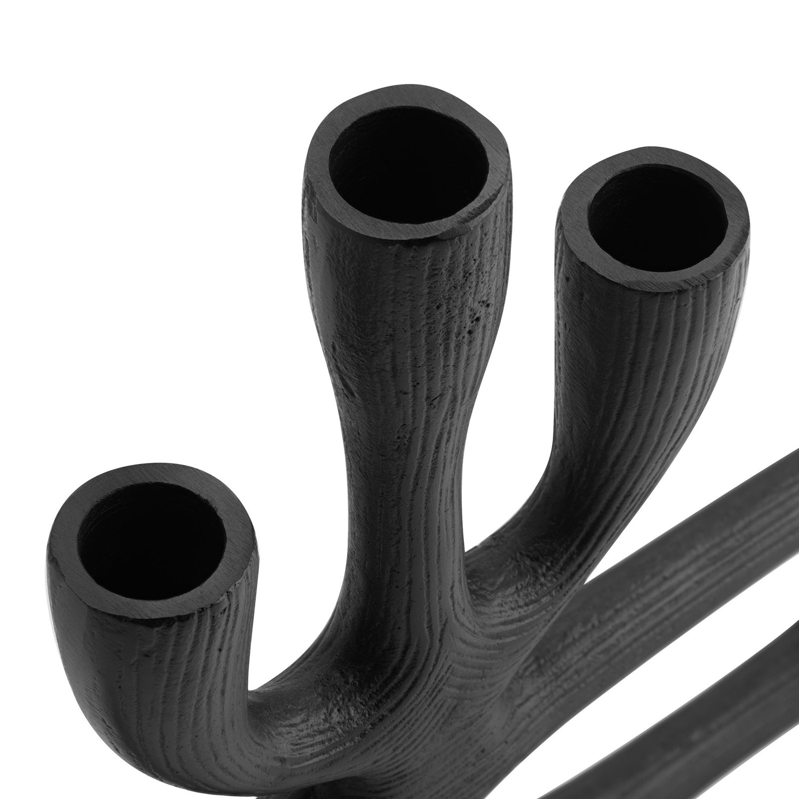 Abstract Black Aluminum 10.5 Inch Tall Three Taper Candle Holder - Image 3